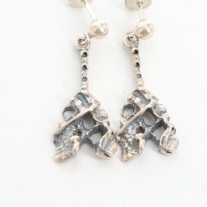 Sterling silver Brutalist style dangle earrings.
